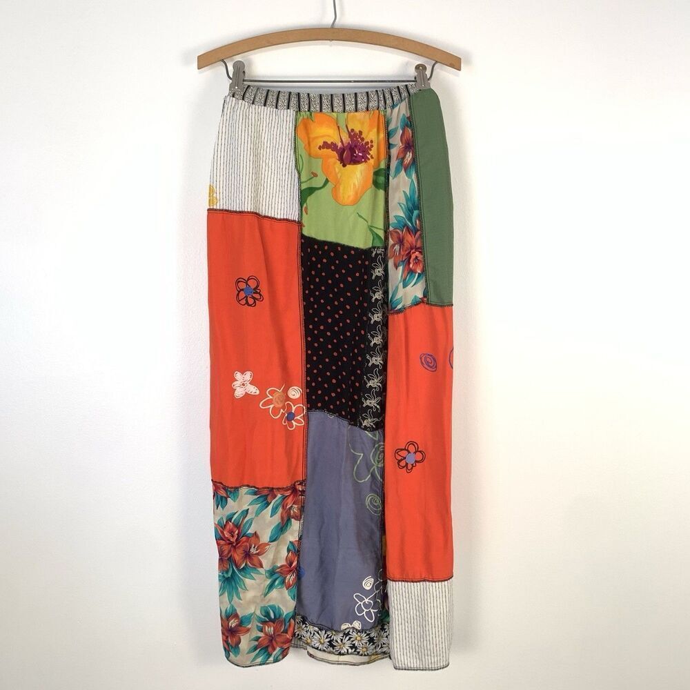 Staley Gretzinger Patchwork Maxi Skirt Boho Cottagecore Colorful Elastic Waist - Picture 6 of 9